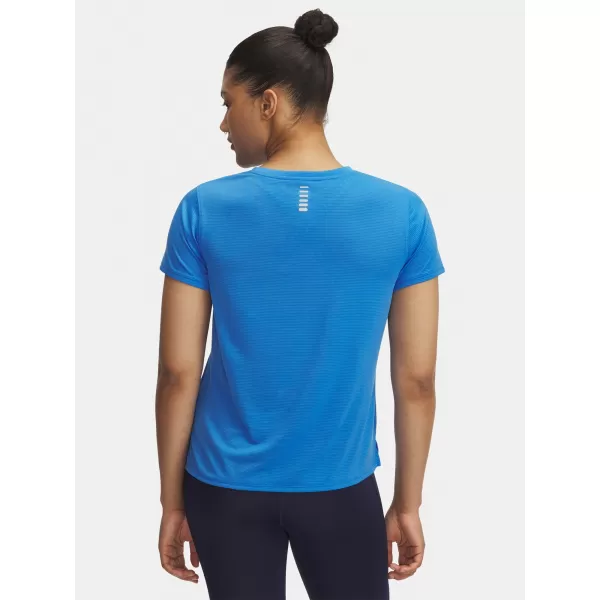  Ženska majica s kratkimi rokavi UNDER ARMOUR UA LAUNCH SHORTSLEEVE 1382434-402 MODRA 
