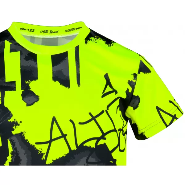 Otroška premium funkcionalna majica ALTISPORT VOJ/ALK076TR01 ČRNA/FLUO RUMENA 