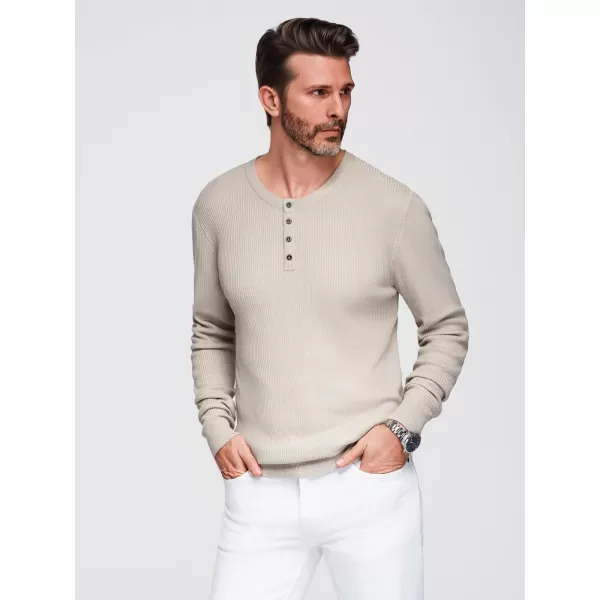  Moški pulover OMBRE OM-SWSW-0182 BEŽ 