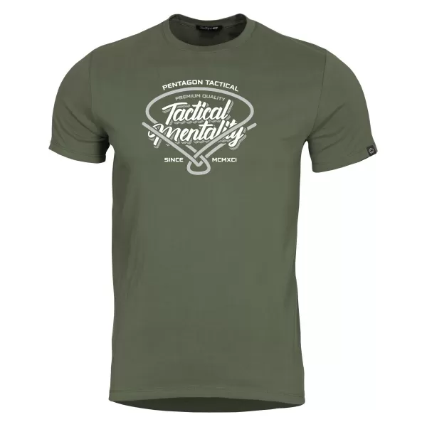 Majica s kratkimi rokavi PENTAGON AGERON TACTICAL MENTALITY K09012 OLIVNO ZELENA 