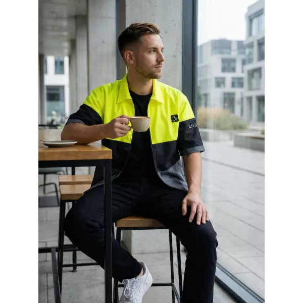  Moška vrhunska majica ALTISPORT VOJ/ALM051KOS01 NEON RUMENA/SIVA 