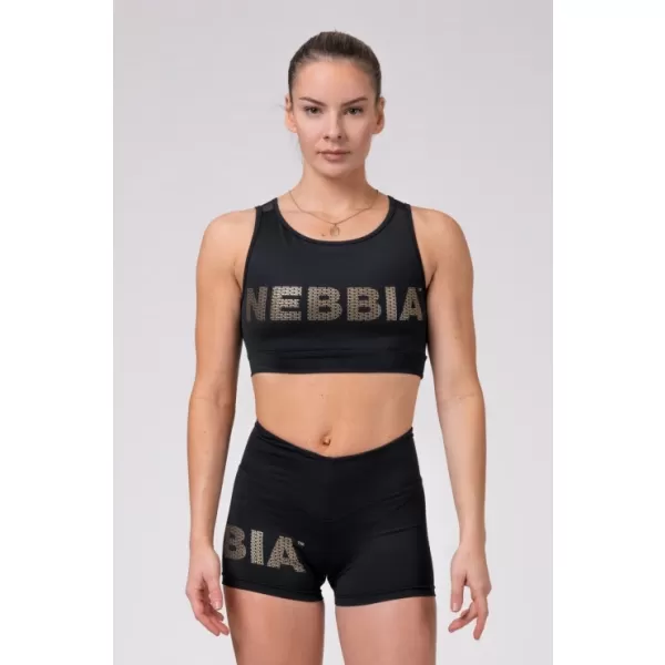  Zlati mrežasti mini top 830 BLACK Nebbia 