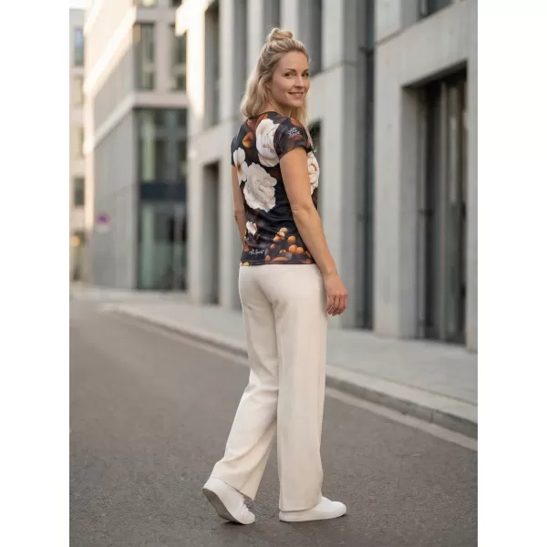  Vrhunska ženska majica za prosti čas ALTISPORT VOJ/ALW097TR06 BELO/ORANŽNO/CVETJE 