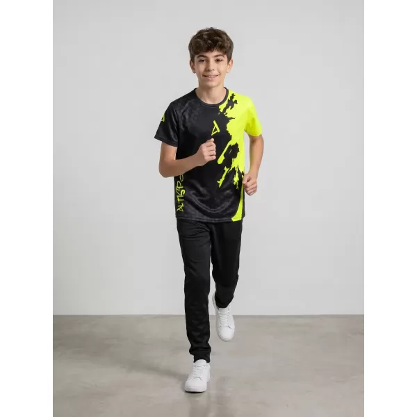  Otroška premium funkcionalna majica ALTISPORT VOJ/ALM112TR01 ČRNO-FLUO RUMENA 