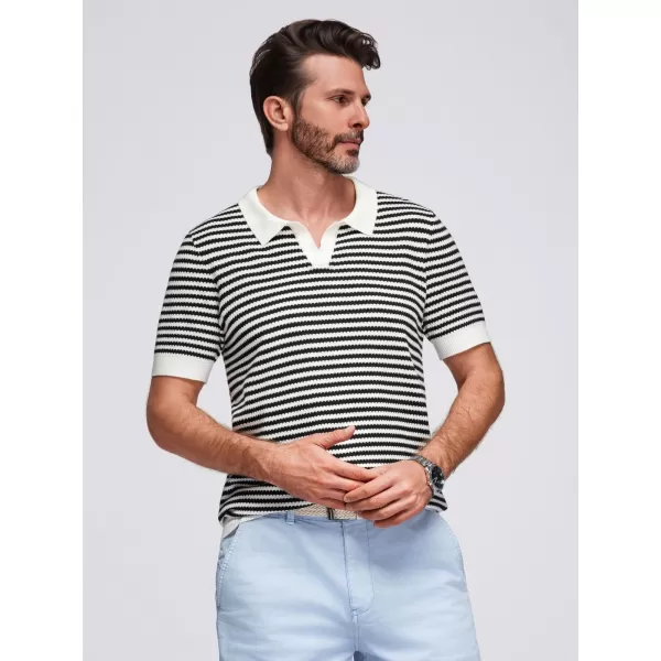  Moška T -majica OMBRE OM-POSS-0161 ČRNO -BELA 