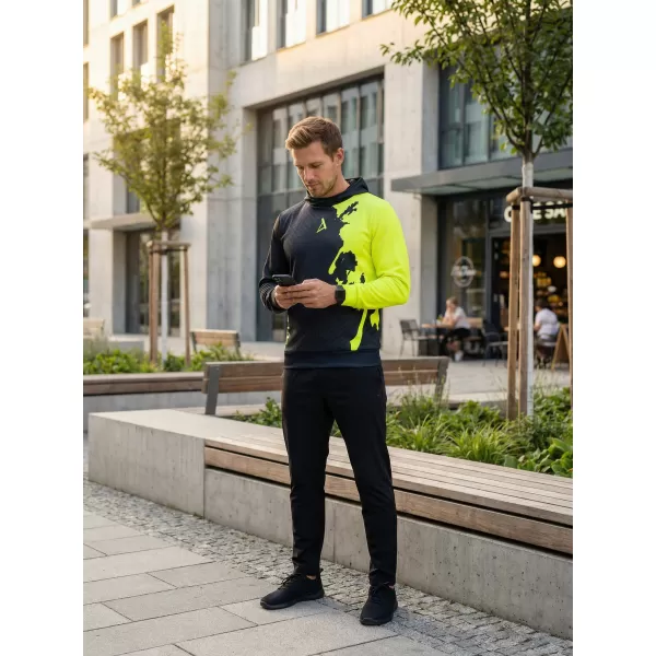  Moški vrhunski funkcionalni pulover ALTISPORT VOJ/ALM112MI01 ČRNO-FLUO RUMENA 