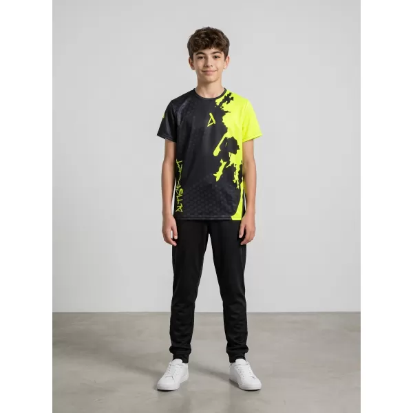  Otroška premium funkcionalna majica ALTISPORT VOJ/ALM112TR01 ČRNO-FLUO RUMENA 