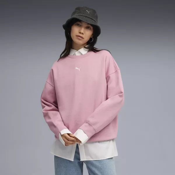  Ženski pulover PUMA ESS OVERSIZED CREW FL 68540065 URAVNOVEŠENA ROZA 