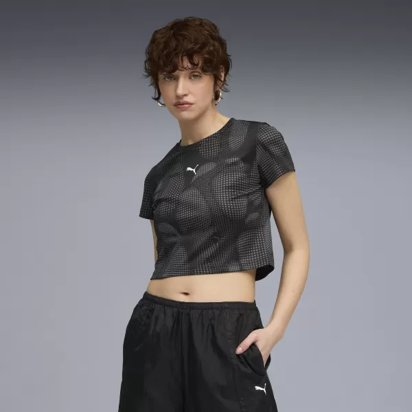  Ženska majica s kratkimi rokavi PUMA DARE TO AOP BABY TEE 63214501 ČRNA PUMA 