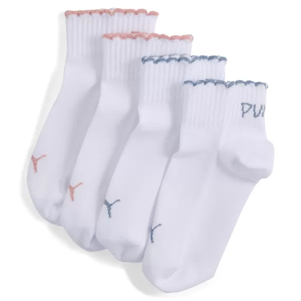  Nogavice PUMA GIRLS SCALLOP EDGE QUAR 94723501 BELA/ROZA 