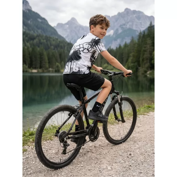 Otroška premium funkcionalna majica ALTISPORT VOJ/ALK076TR01 ČRNO-BELO 