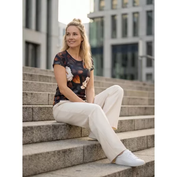  Vrhunska ženska majica za prosti čas ALTISPORT VOJ/ALW097TR06 BELO/ORANŽNO/CVETJE 