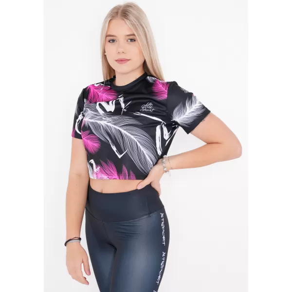 Ženski vrhunski kratki top ALTISPORT VOJ/ALW001TR07 ČERNORŮŽOVÁ ČRNO ROZA 