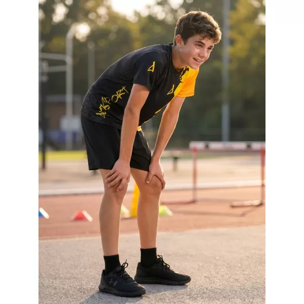  Otroška premium funkcionalna majica ALTISPORT VOJ/ALM112TR01 ČRNO-FLUO ORANŽNA 