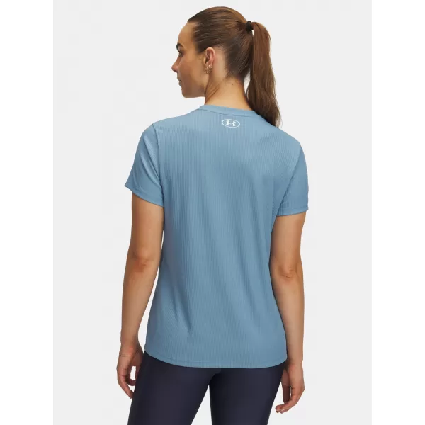  Ženska majica s kratkimi rokavi UNDER ARMOUR TECH RIB SSC 1389852-418 MODRA 