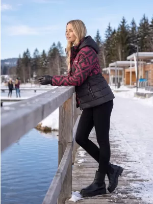Ženska jakna KIXMI VERONICA ČRNA/BORDO