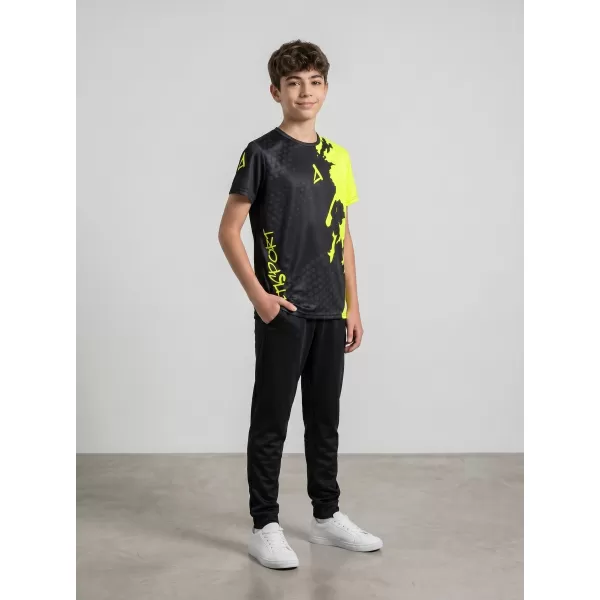  Otroška premium funkcionalna majica ALTISPORT VOJ/ALM112TR01 ČRNO-FLUO RUMENA 