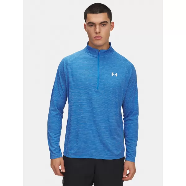  Moška majica s kratkimi rokavi UNDER ARMOUR UA TECH TEXTURED 1/2 ZIP 1382797-402 MODRA 