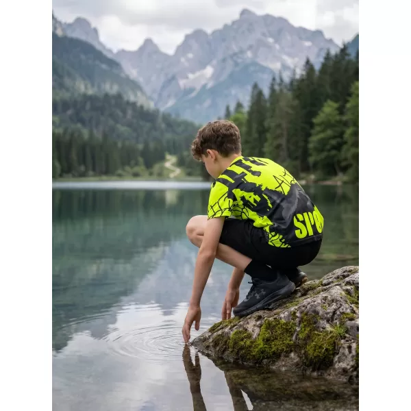  Otroška premium funkcionalna majica ALTISPORT VOJ/ALK076TR01 ČRNA/FLUO RUMENA 