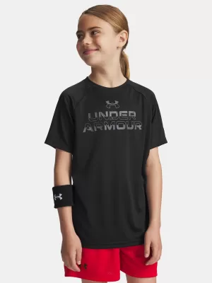 Fantovska majica s kratkimi rokavi UNDER ARMOUR UA TECH SPLIT WORDMARK SS 1383010-003 ČRNA