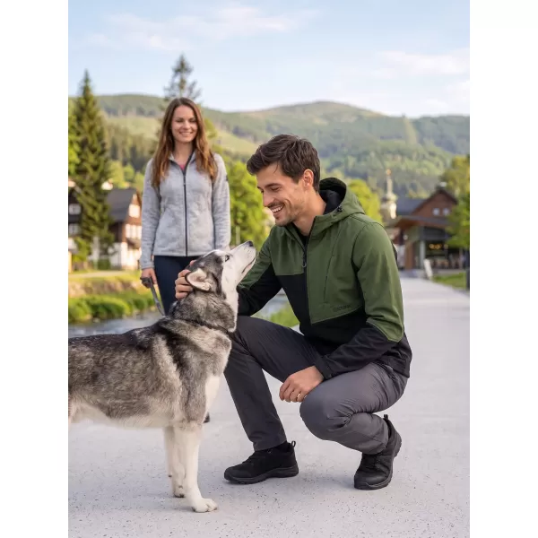  Moška softshell jakna ALTISPORT GAN KAKI/ČRNA 