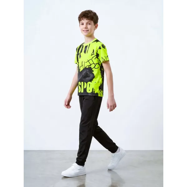  Otroška premium funkcionalna majica ALTISPORT VOJ/ALK076TR01 ČRNA/FLUO RUMENA 