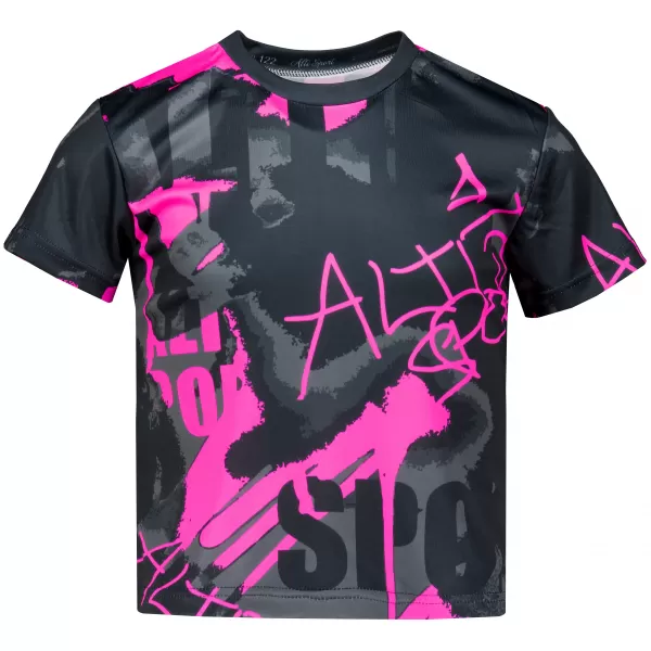  Otroška premium funkcionalna majica ALTISPORT VOJ/ALK076TR01 ČRNA/FLUO ROZA 