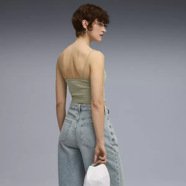  Ženski brezrokavnik PUMA WARDROBE ESS RIBBED TANK TOP 62977182 LUKS VOJSKA 