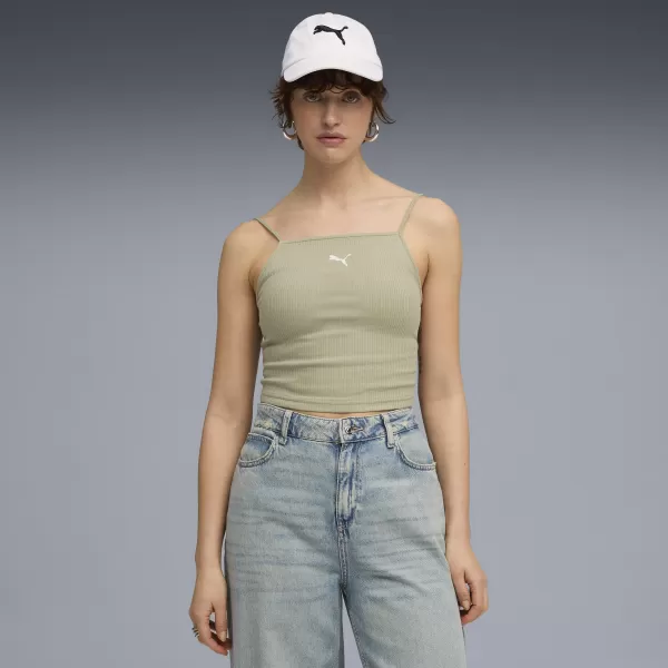  Ženski brezrokavnik PUMA WARDROBE ESS RIBBED TANK TOP 62977182 LUKS VOJSKA 