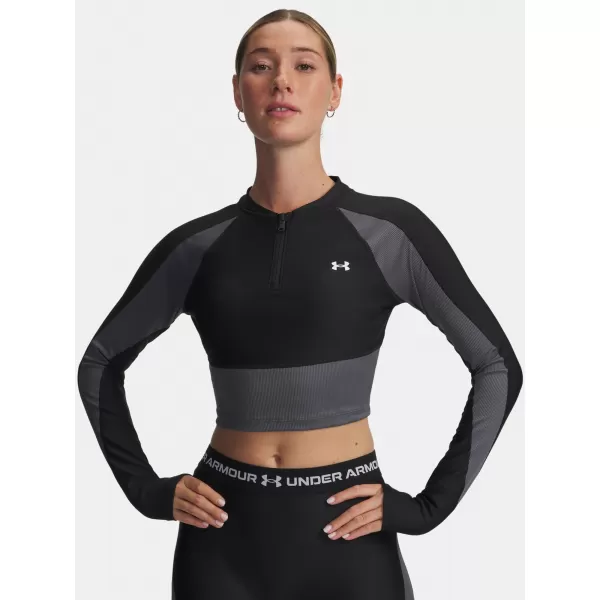 Ženska majica s kratkimi rokavi UNDER ARMOUR UA HG RIB 1/4 ZIP 6003981-004 ČRNA 
