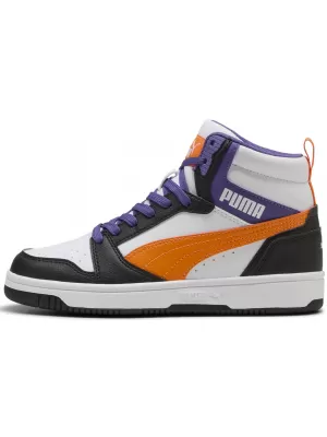 Otroški čevlji PUMA REBOUND V6 MID JR 39383134 PUMA BELA/ORANŽNA GLO/ČRNA