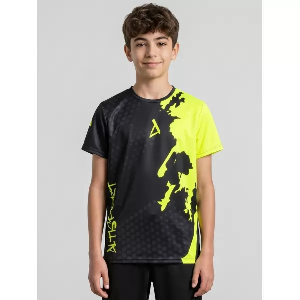  Otroška premium funkcionalna majica ALTISPORT VOJ/ALM112TR01 ČRNO-FLUO RUMENA 