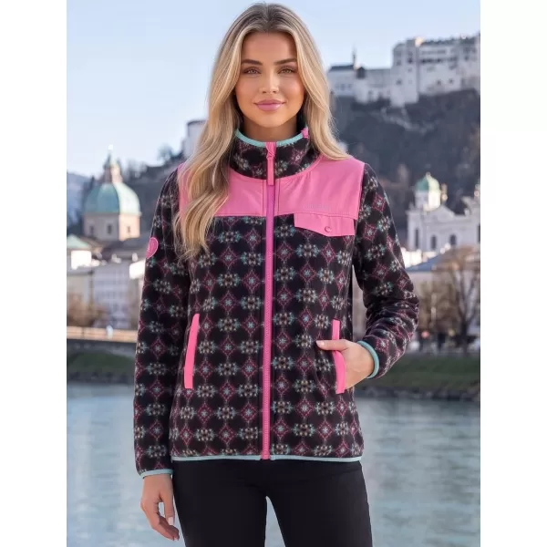  Ženski pulover iz flisa ALTISPORT GENESIS ČRNA/SVETLO ROZA 