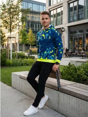 Moški vrhunski funkcionalni pulover ALTISPORT VOJ/ALM108MI01 MORNARSKO-NEON RUMENA