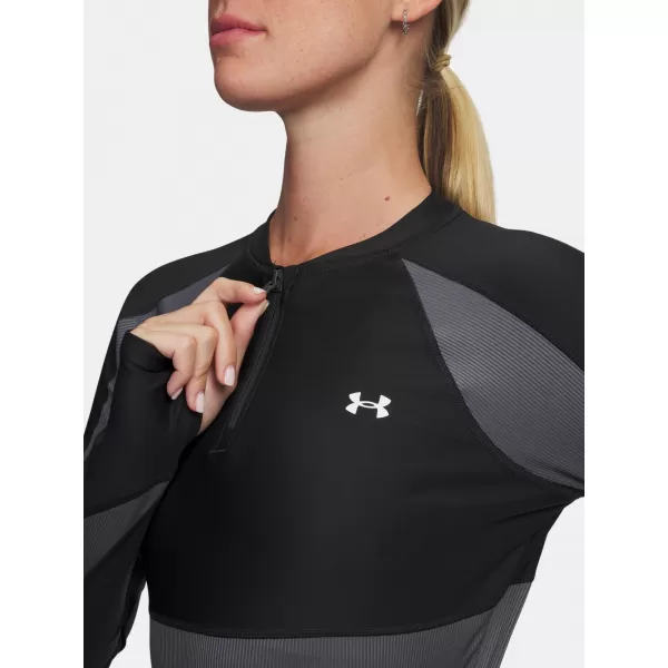  Ženska majica s kratkimi rokavi UNDER ARMOUR UA HG RIB 1/4 ZIP 6003981-004 ČRNA 