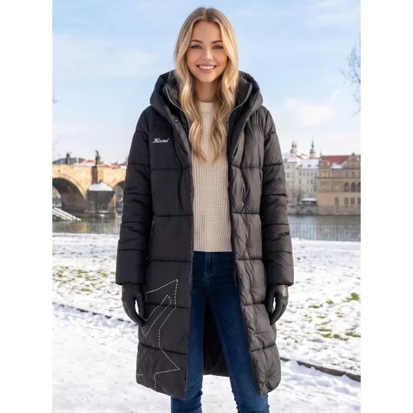  Ženski plašč KIXMI VENECIA ČRNO/BELO 
