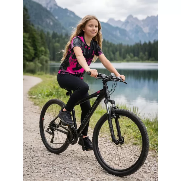  Otroška premium funkcionalna majica ALTISPORT VOJ/ALK076TR01 ČRNA/FLUO ROZA 