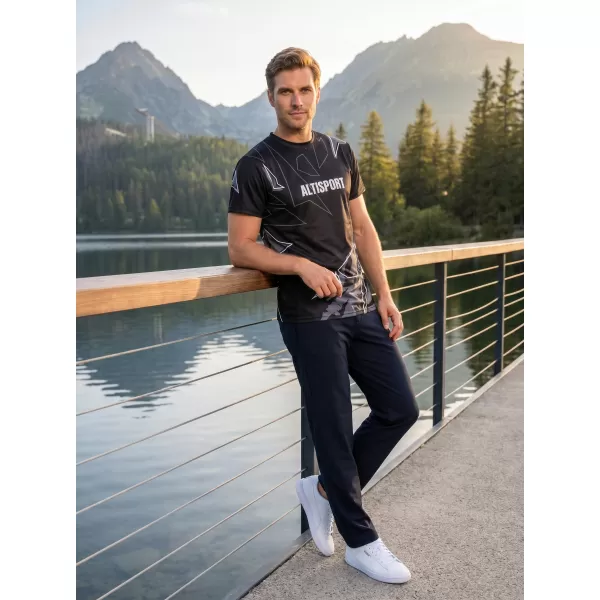  Moška vrhunska majica za prosti čas ALTISPORT VOJ/ALM123TR06 ČRNO-BELO 