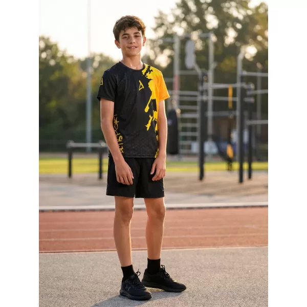  Otroška premium funkcionalna majica ALTISPORT VOJ/ALM112TR01 ČRNO-FLUO ORANŽNA 