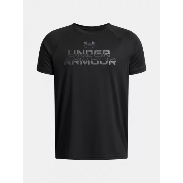  Fantovska majica s kratkimi rokavi UNDER ARMOUR UA TECH SPLIT WORDMARK SS 1383010-003 ČRNA 