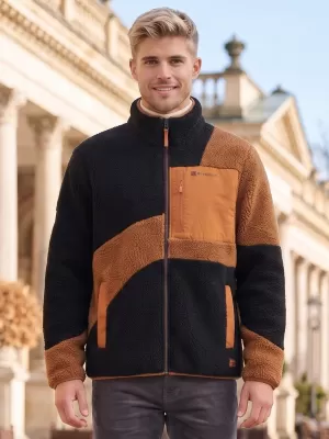 Moški pulover iz flisa ALTISPORT GANAN ČRNA/RJAVA