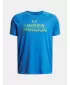 Fantovska majica s kratkimi rokavi UNDER ARMOUR UA TECH SPLIT WORDMARK SS 1383010-402 MODRA