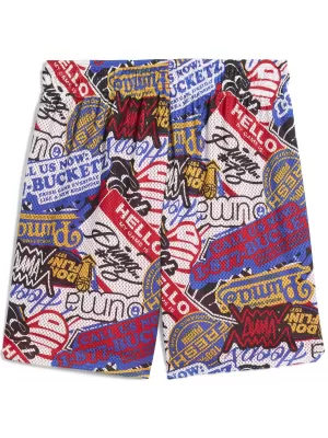 Kratke hlače PUMA HOOPERHOTLINE AOP 7" SHORTS 63283701 ZA VES ČAS RDEČE/AOP