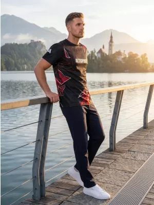 Moška vrhunska majica za prosti čas ALTISPORT VOJ/ALM123TR06 ČRNO-RDEČA