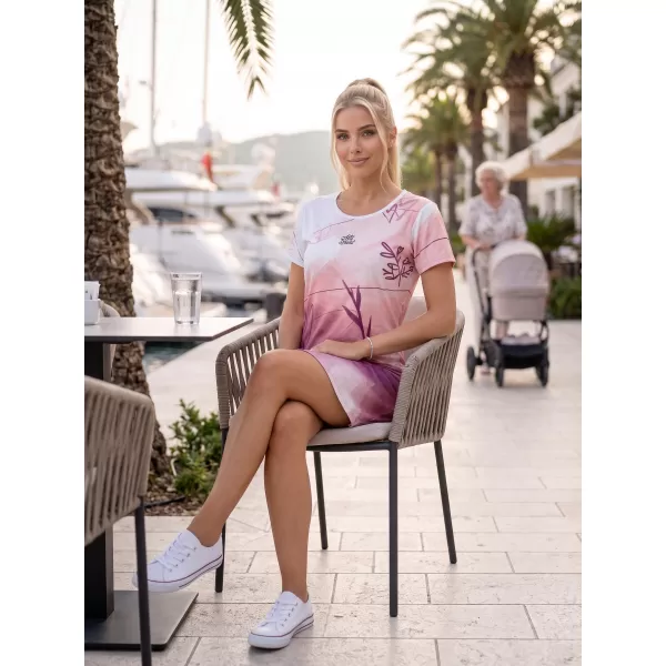  Ženska podaljšana vrhunska majica s kratkimi rokavi ALTISPORT VOJ/ALW083SAT02 BELO ROZA 