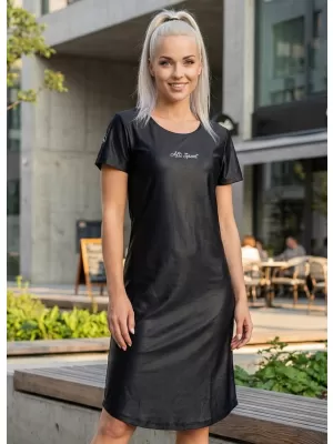 Ženska podaljšana vrhunska majica s kratkimi rokavi ALTISPORT VOJ/ALW075SAT02 ČRNA