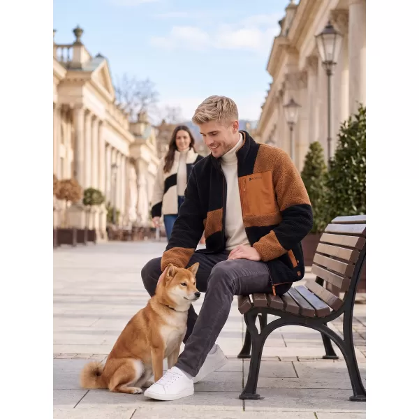 Moški pulover iz flisa ALTISPORT GANAN ČRNA/RJAVA 