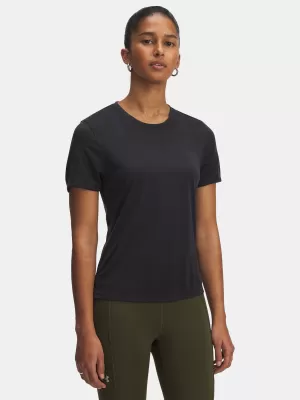 Ženska majica s kratkimi rokavi UNDER ARMOUR UA LAUNCH JACQUARD SS 6005096-004 ČRNA