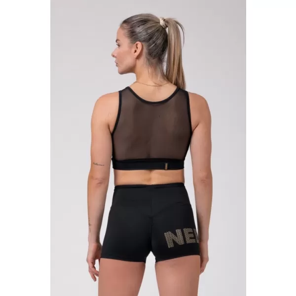  Zlati mrežasti mini top 830 BLACK Nebbia 