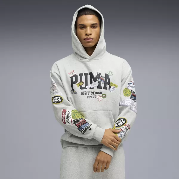  Moški pulover PUMA HOOPERHOTLINE PULLOVER HOODIE 63282703 SVETLO SIVO VRESJE 